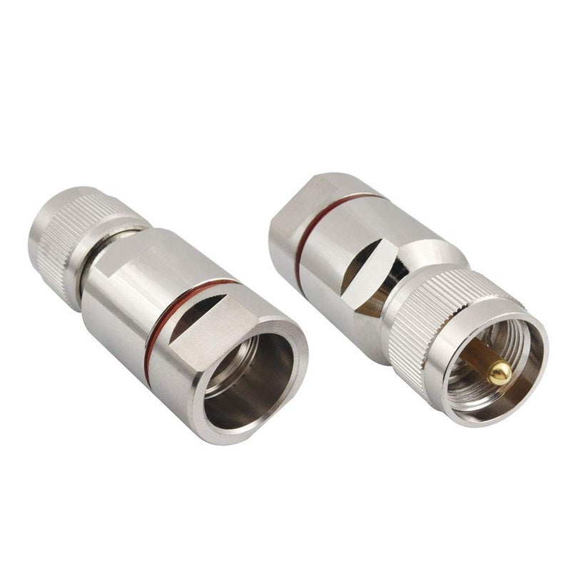 eifagur ï¼ˆPack of 2ï¼‰ Connector PL-259 UHF Male 1/2" for Corrugated Copper Standard Andrew Heliax RF Cable - Image 1